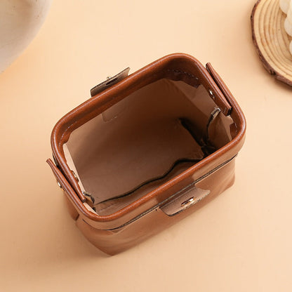 Women's leather carry-on small cosmetic bag