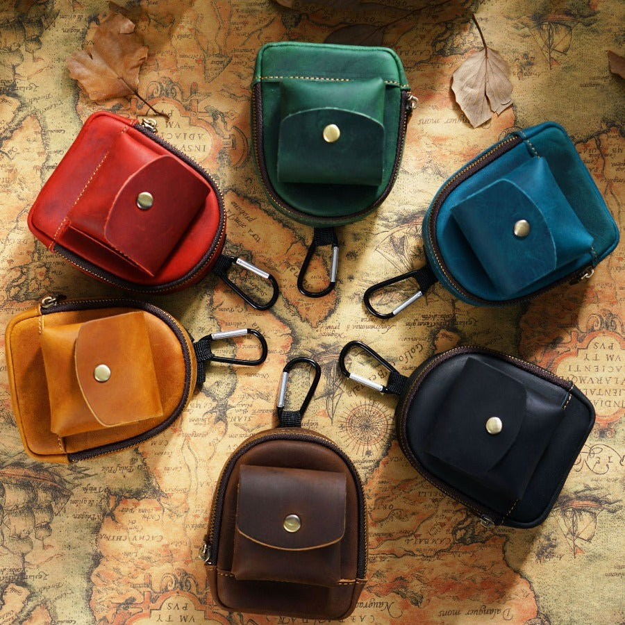 Leather bag pendant - mini schoolbag