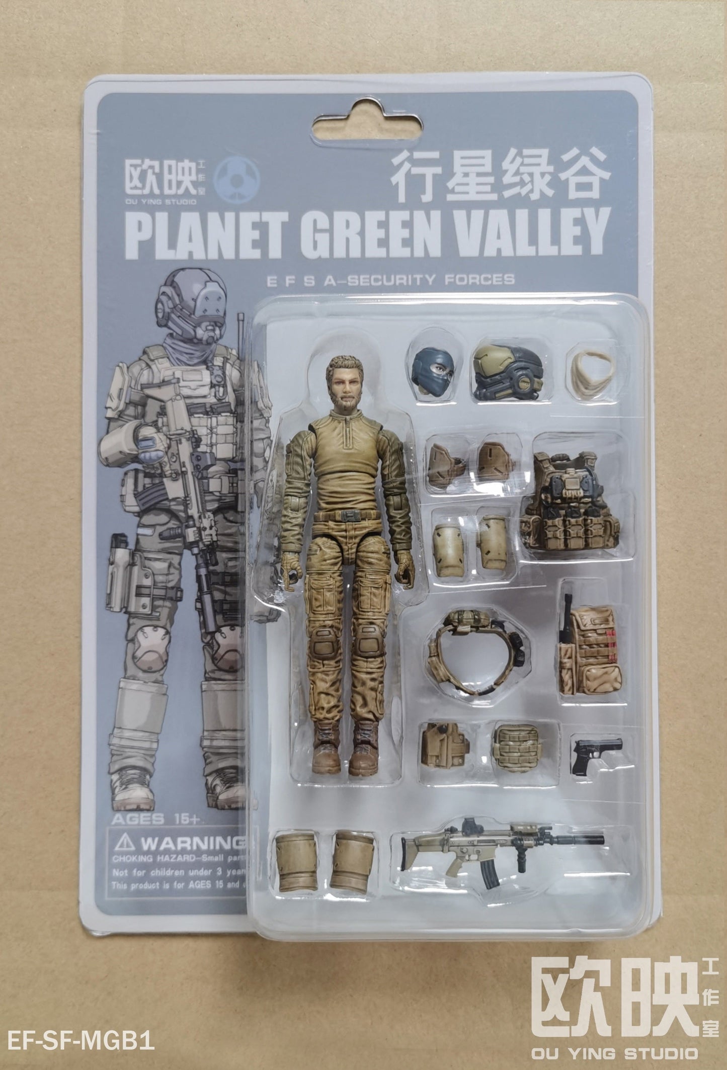 (INSTOCK) EFSA - Security Forces Blue Wing Group Male Military Figures - 1/18 Action Figure By Planet Green Valley
