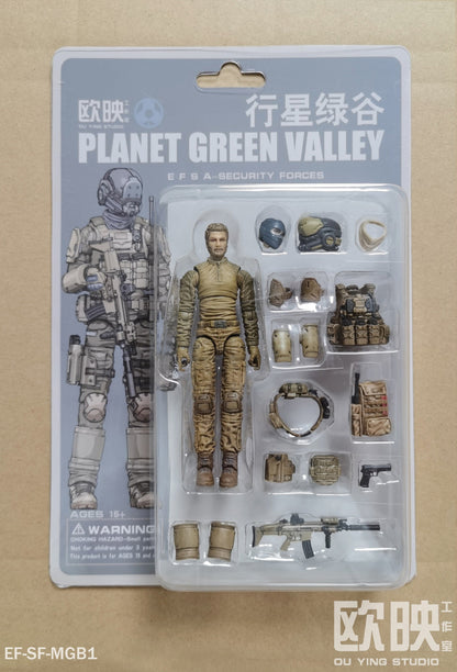 (INSTOCK) EFSA - Security Forces Blue Wing Group Male Military Figures - 1/18 Action Figure By Planet Green Valley