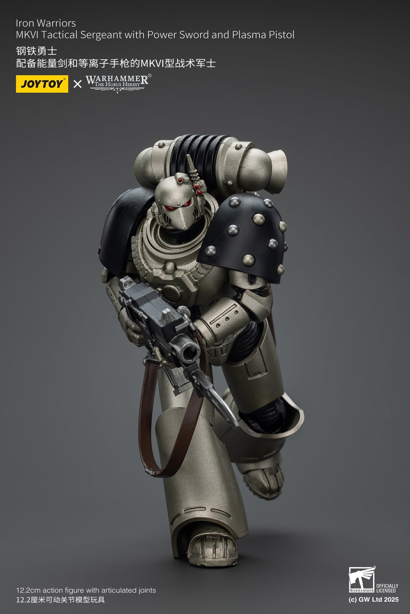 Iron Warriors MKVI Tactical Sergeant with Power Sword and Plasma Pistol - 1/18 Warhammer The Horus Heresy Action Figure By JOYTOY