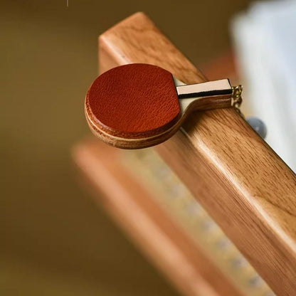 Leather Bag Pendant - Mini Ping Pong Racket