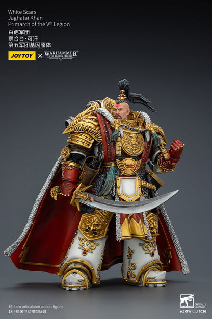 (31/1 Cutoff) White Scars Jaghatai Khan Primarch &  Tactical Legionary "The Horus Heresy" -Warhammer 40k 1/18 Action Figure By JOYTOY