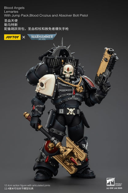 Blood Angels Lemartes With Jump Pack Blood Crozius and Absolver Bolt Pistolr - WARHAMMER 40K Action Figure By JOYTOY