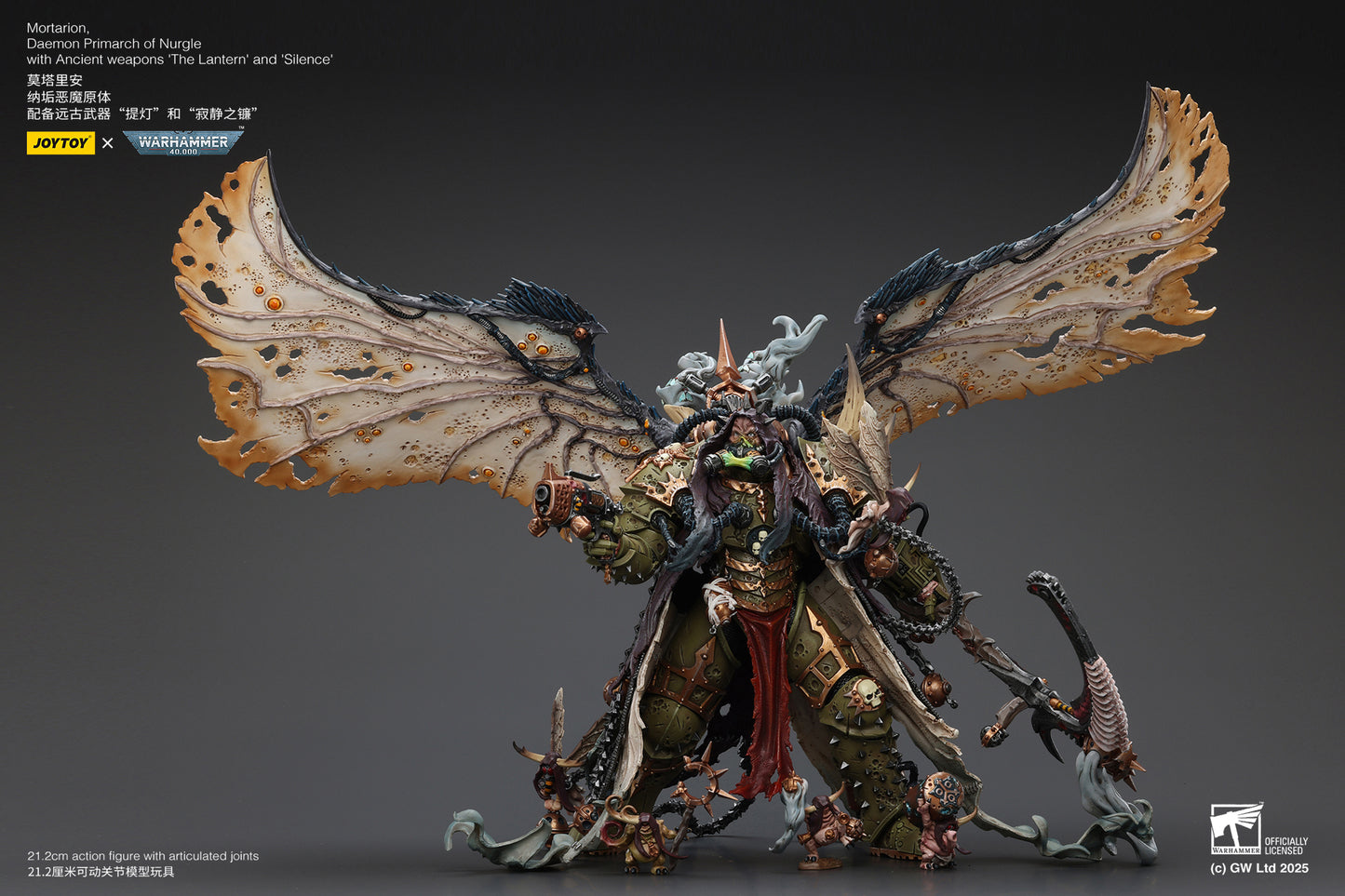 Mortarion,Daemon Primarch of Nurgle with Ancient weapons 'The Lantern' and 'Silence'  - "Warhammer 40K" 1/18 Action Figure By JOYTOY
