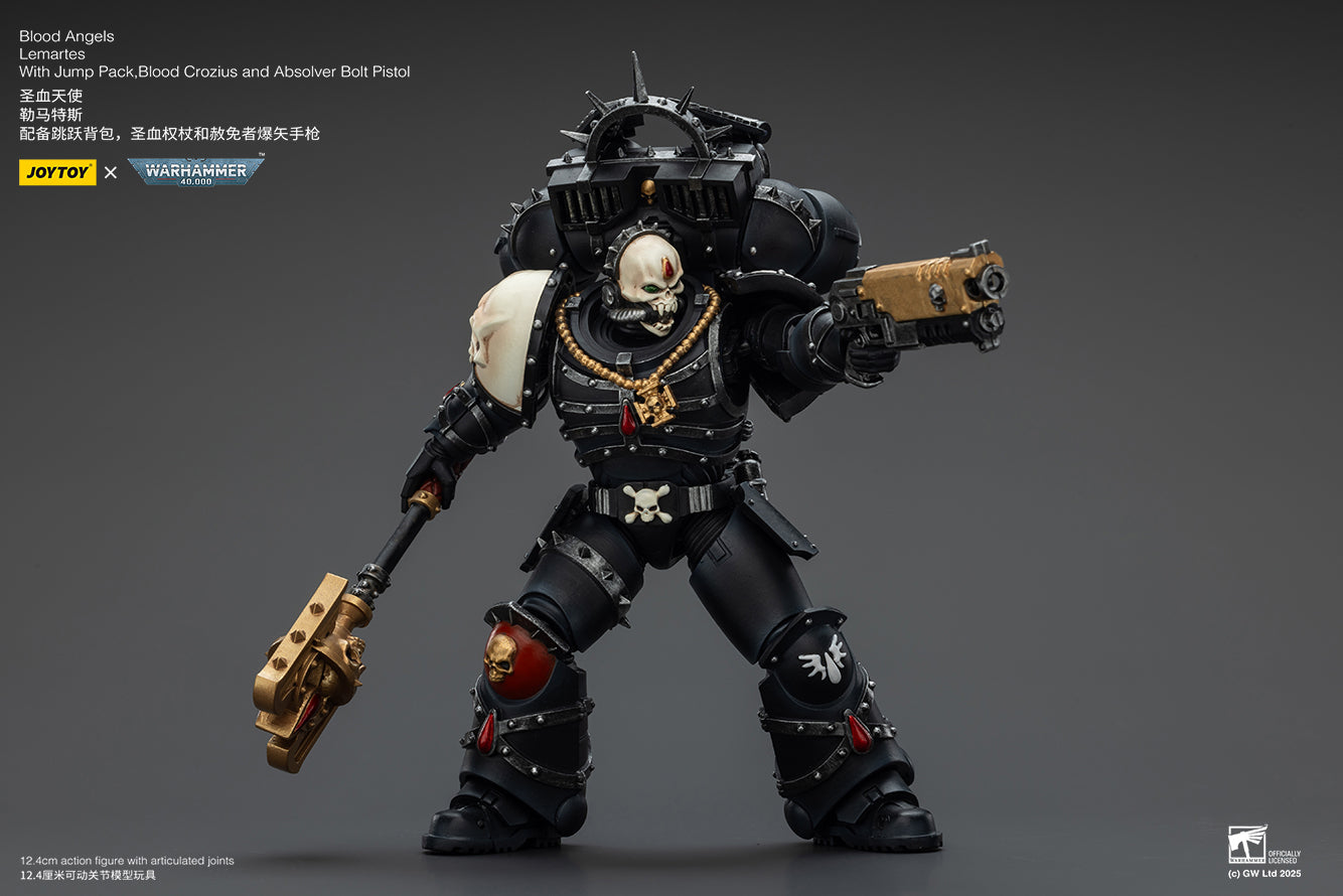 Blood Angels Lemartes With Jump Pack Blood Crozius and Absolver Bolt Pistolr - WARHAMMER 40K Action Figure By JOYTOY