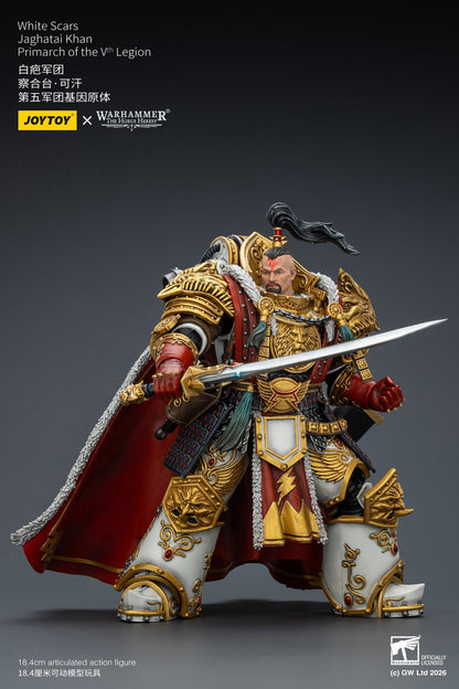 (31/1 Cutoff) White Scars Jaghatai Khan Primarch &  Tactical Legionary "The Horus Heresy" -Warhammer 40k 1/18 Action Figure By JOYTOY
