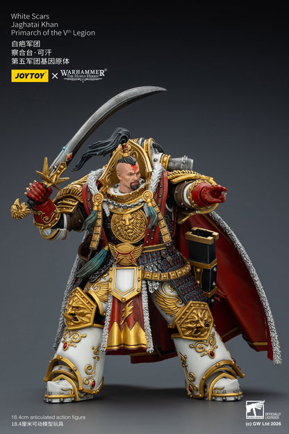 (31/1 Cutoff) White Scars Jaghatai Khan Primarch &  Tactical Legionary "The Horus Heresy" -Warhammer 40k 1/18 Action Figure By JOYTOY
