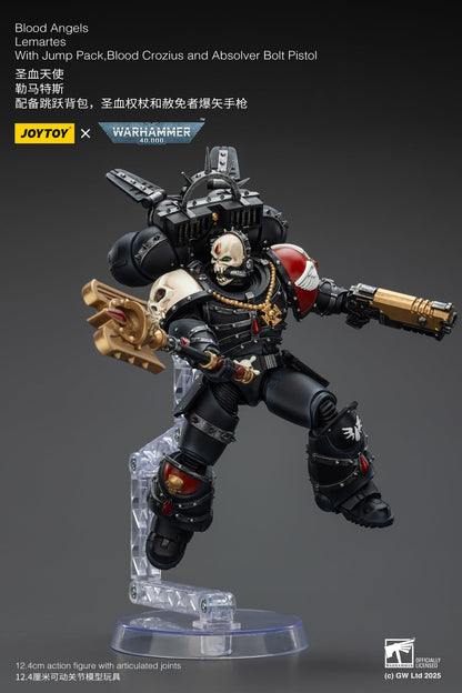 Blood Angels Lemartes With Jump Pack Blood Crozius and Absolver Bolt Pistolr - WARHAMMER 40K Action Figure By JOYTOY
