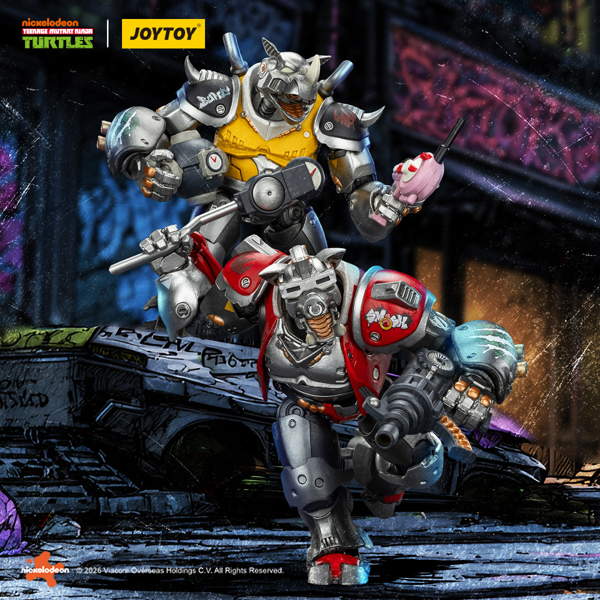 (25 FEB CUT OFF)TMNT-Super Bebop & Mighty Rocksteady -TMNT 40k 1/18 Action Figure By JOYTOY