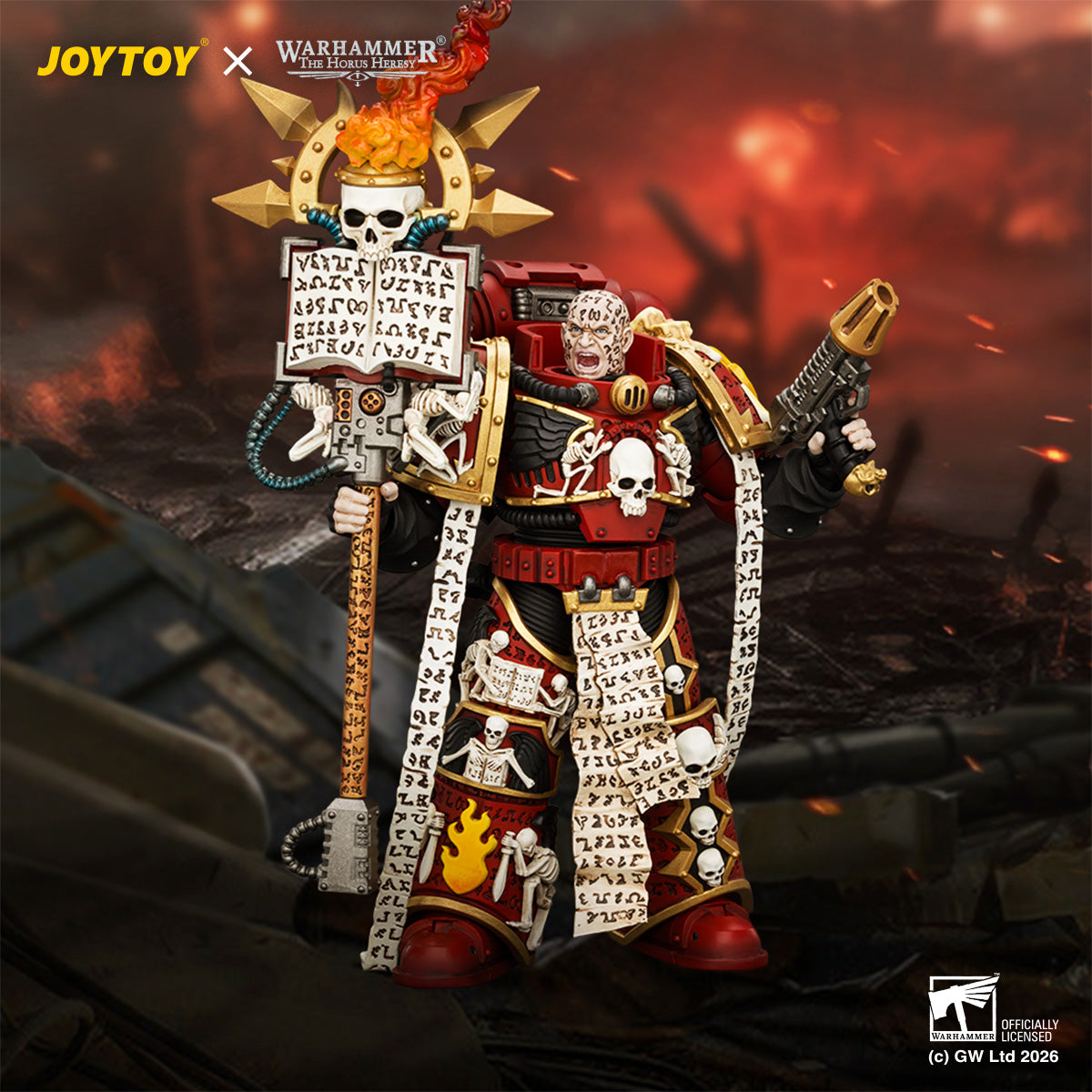 (5/10/2026)Word Bearers Erebus, the Dark Apostle & MkVI Tactical Sergeant - Warhammer "The Horus Heresy" 1/18 Action Figure By JOYTOY