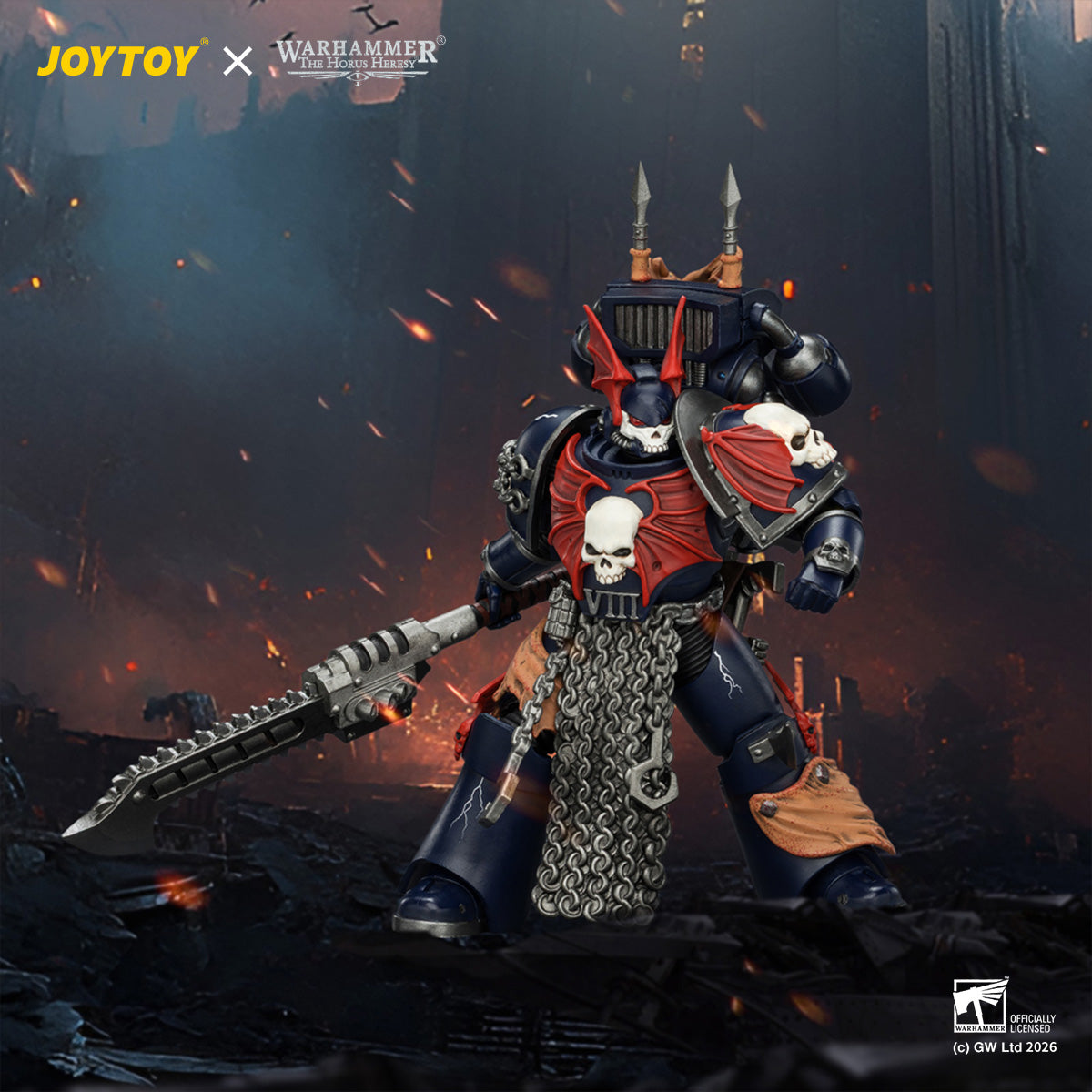 (30/6)Night Lords Legion Praetor with Jump pack - "The Horus Heresy" Primarch-Warhammer 40k 1/18 Action Figure By JOYTOY