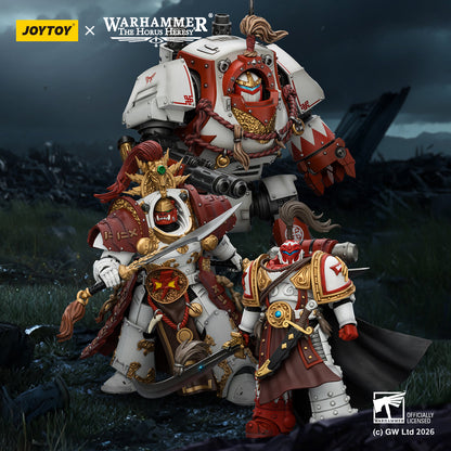 (20 MAR CUTOFF) White Scars Qin Xa & Hibou Khan &Contemptor Dreadnought-Warhammer 40k 1/18 Action Figure By JOYTOY