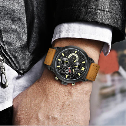 NAVIFORCE-9068 luxury leather quartz watch