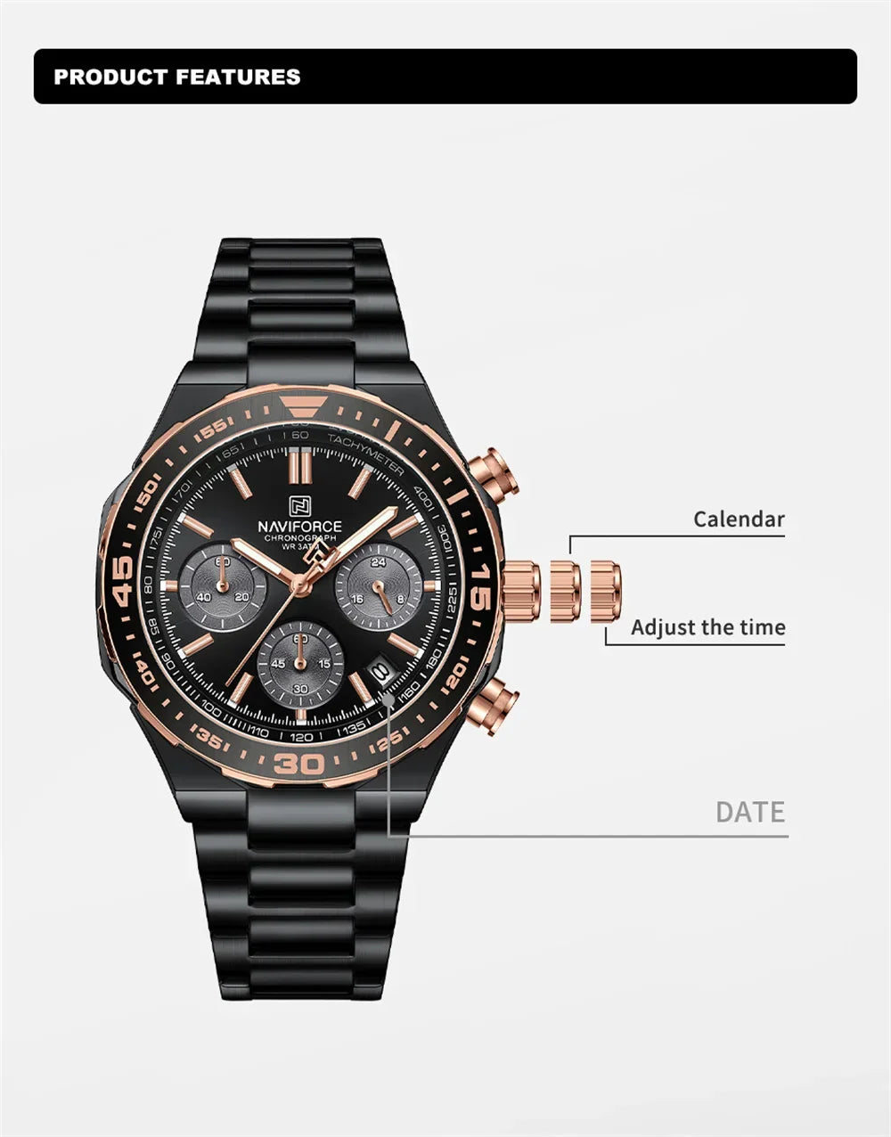 NAVIFORCE 8049-Business Quartz Timepiece for Men
