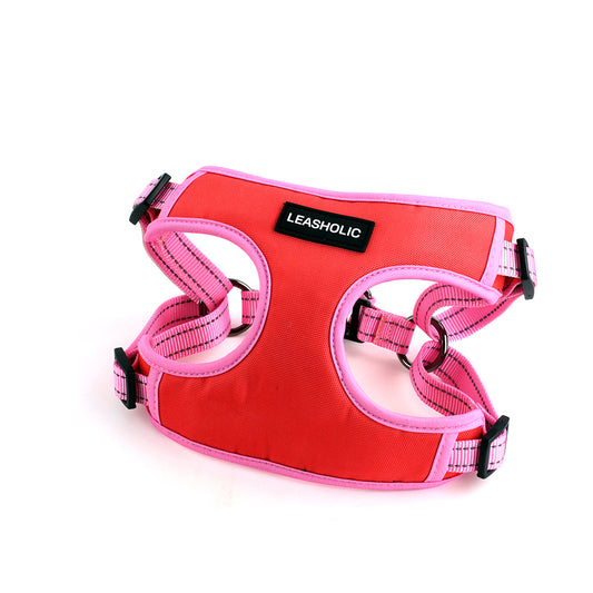 Oxford Cloth Smart Casual Harness - Crimson with Pink