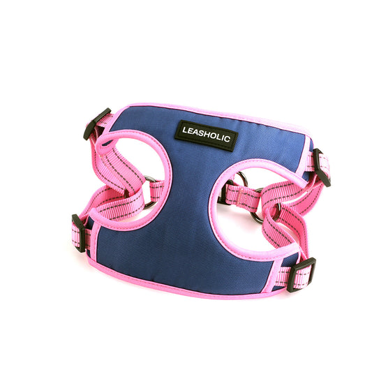 Oxford Cloth Smart Casual Harness - Navy with Pink