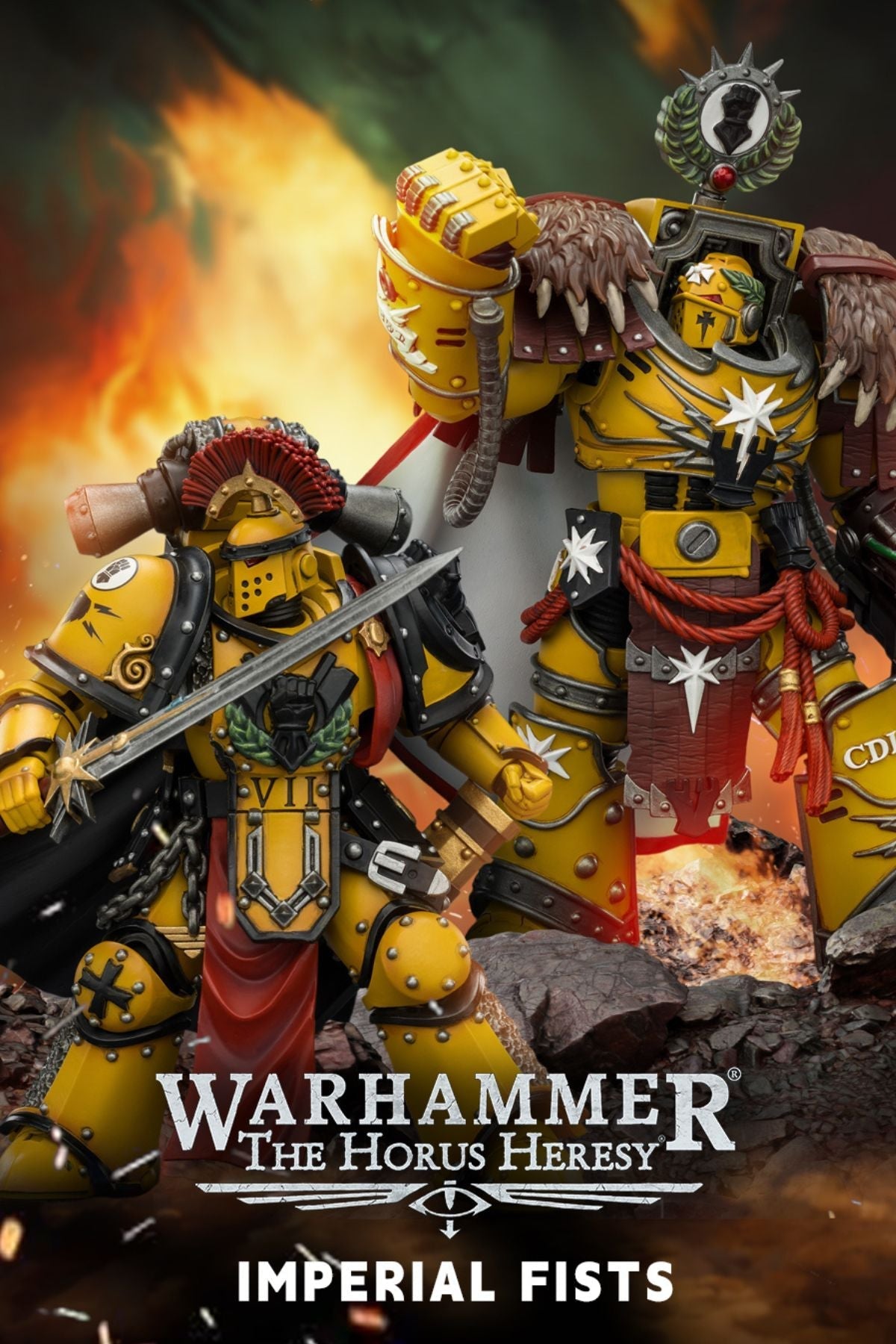 (15/6 CUTOFF) Imperial Fists Lord Castellan Evander Garrius & Legion Praetor in Mk III Armour - "The Horus Heresy" Primarch-Warhammer 40k 1/18 Action Figure By JOYTOY