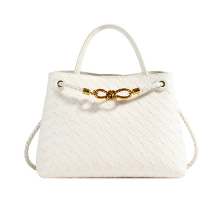 Women's Leather Bag - Metal Cord Braided Shoulder Bag
