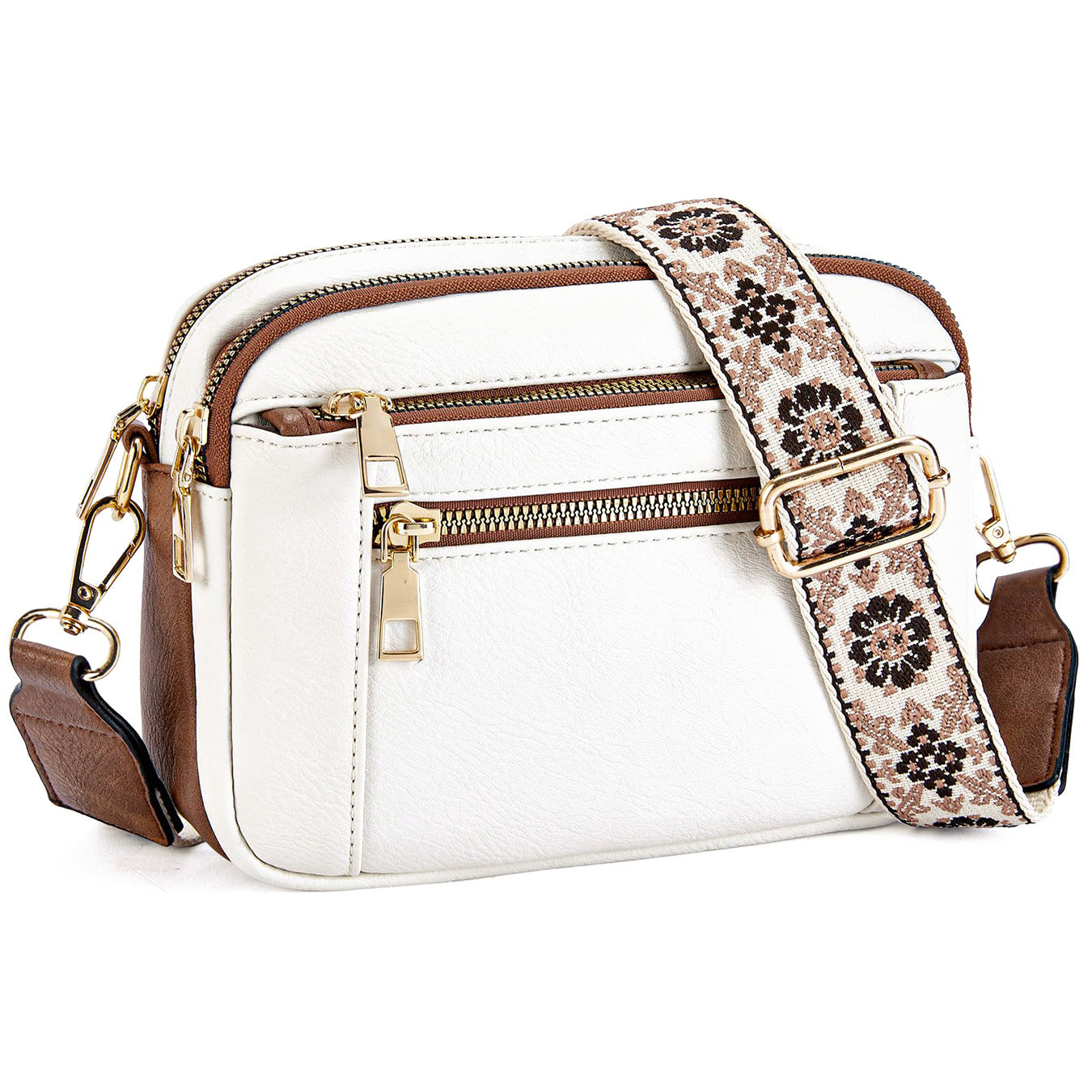 Women's Leather Bag - Color Matching Zipper Bag (12 optional)