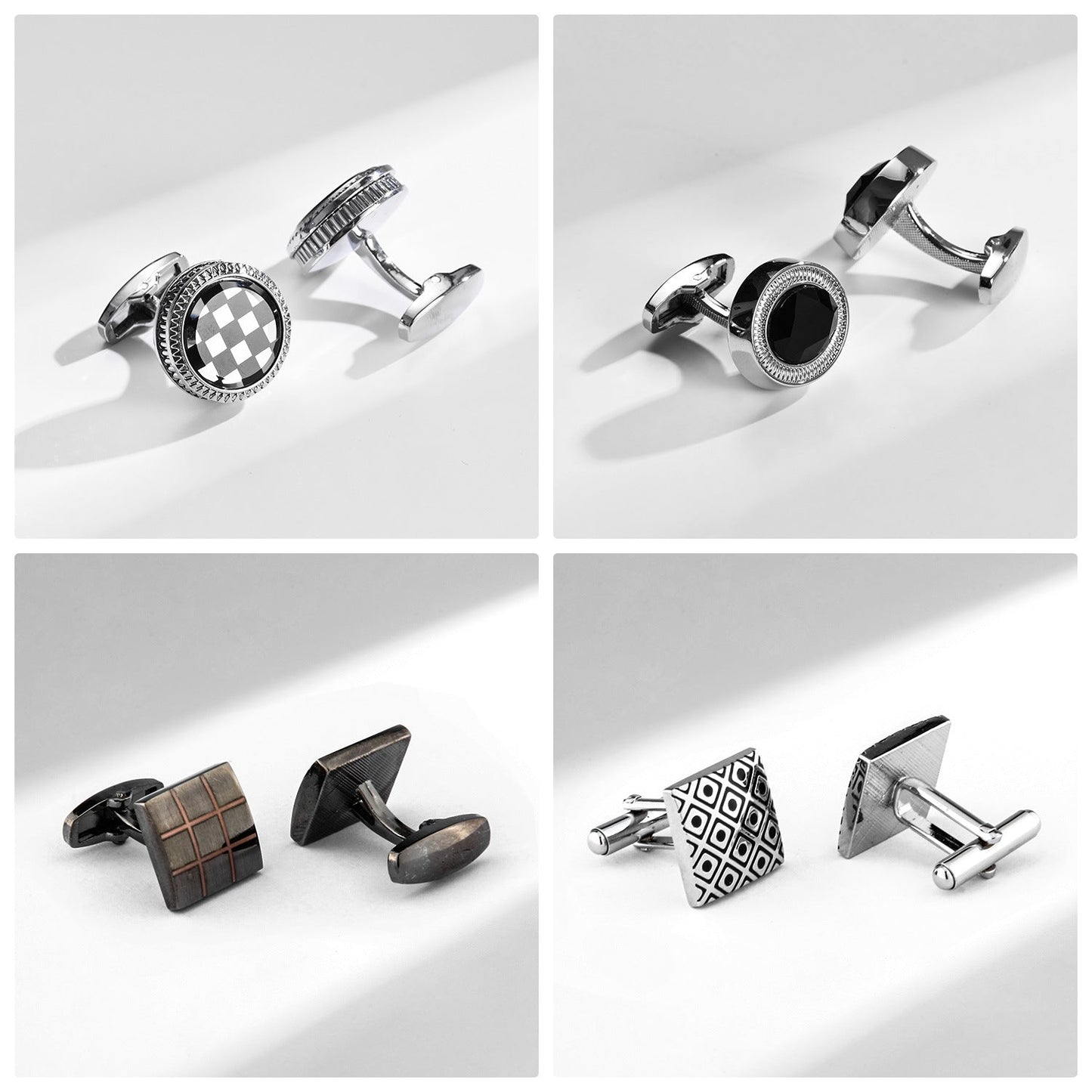12 Pairs Classic Men’s Electroplated Cufflinks