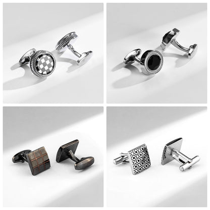12 Pairs Classic Men’s Electroplated Cufflinks