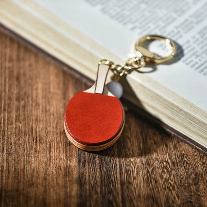 Leather Bag Pendant - Mini Ping Pong Racket