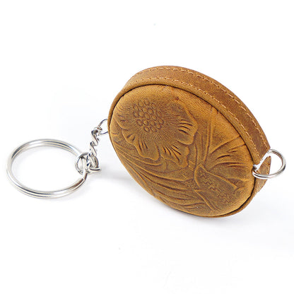 Crazy Horse leather handmade tape measure (solid color/engraved)