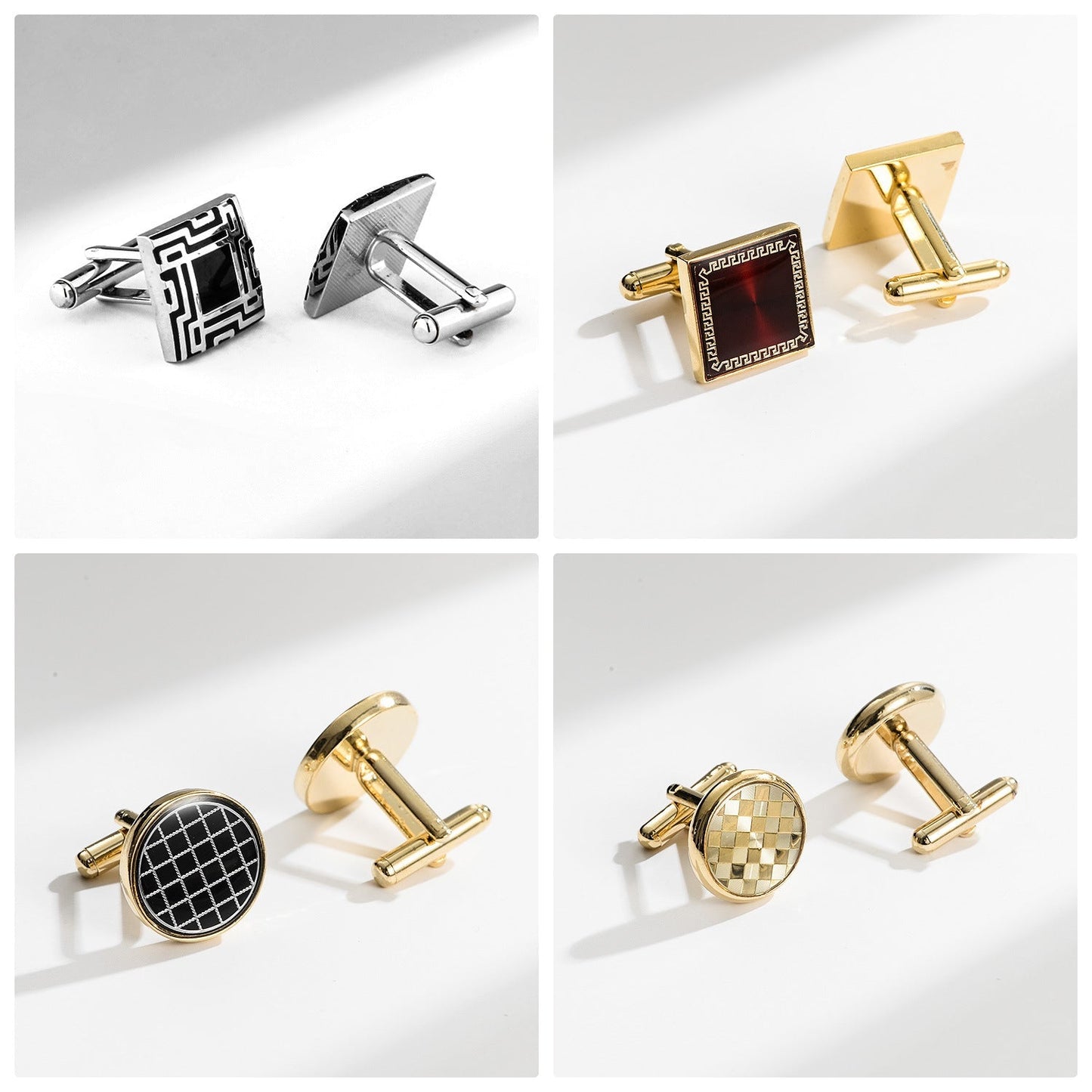 12 Pairs Classic Men’s Electroplated Cufflinks