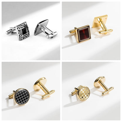 12 Pairs Classic Men’s Electroplated Cufflinks