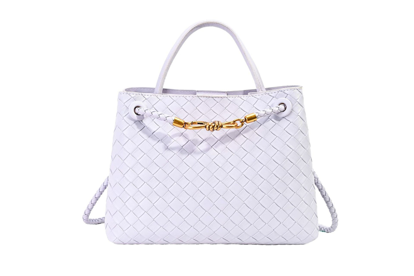 Women's Leather Bag - Metal Cord Braided Shoulder Bag