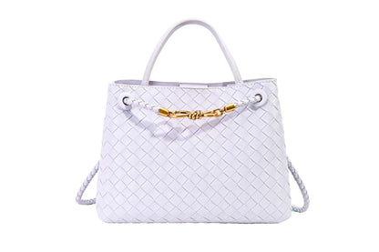 Women's Leather Bag - Metal Cord Braided Shoulder Bag
