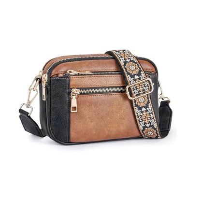 Women's Leather Bag - Color Matching Zipper Bag (12 optional)