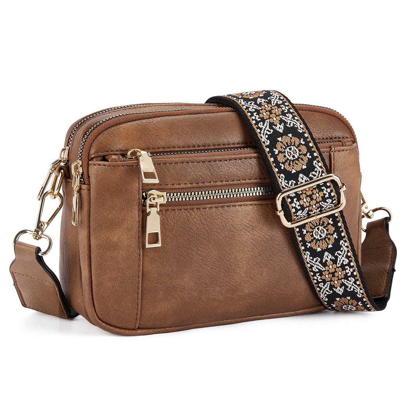 Women's Leather Bag - Color Matching Zipper Bag (12 optional)