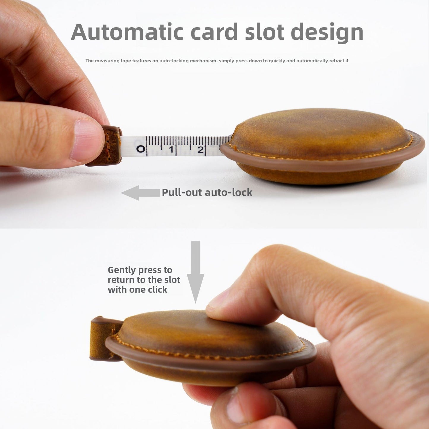 Crazy Horse leather handmade tape measure (solid color/engraved)