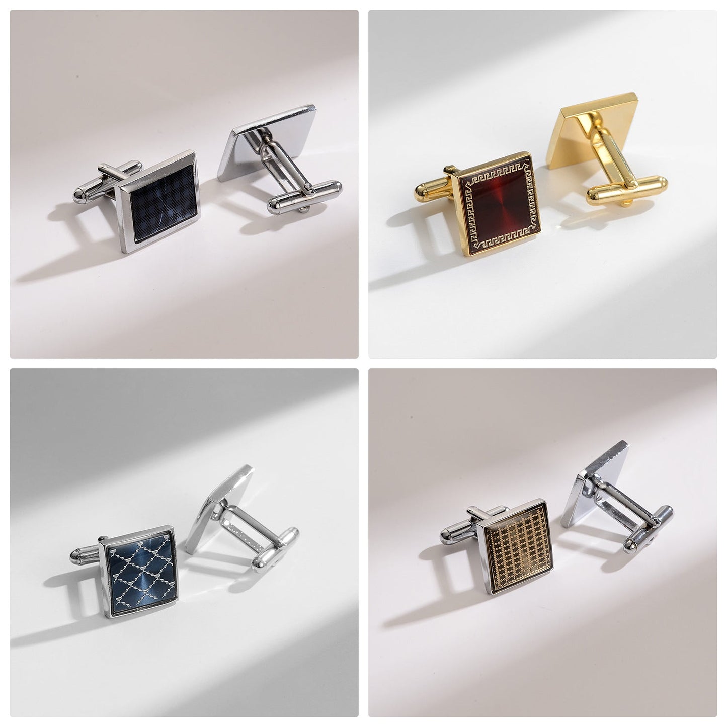 12 Pairs Classic Men’s Electroplated Cufflinks