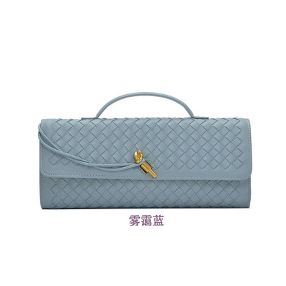 Women's Leather Bag - Woven Shoulder Baguette Bag（31*16*5）