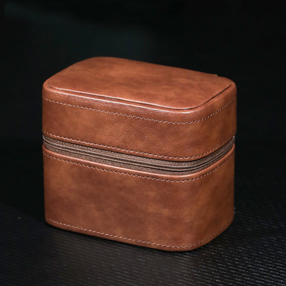 Pu Leather Lychee Pattern Watch Box - with Zipper
