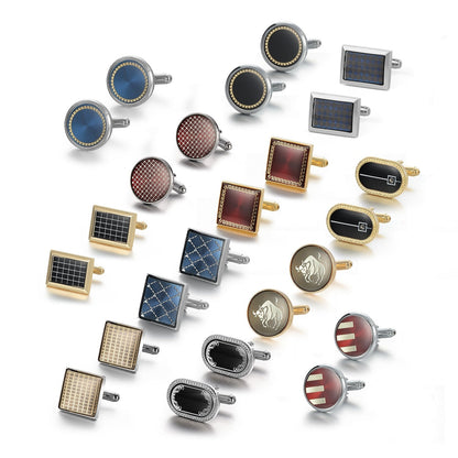 12 Pairs Classic Men’s Electroplated Cufflinks