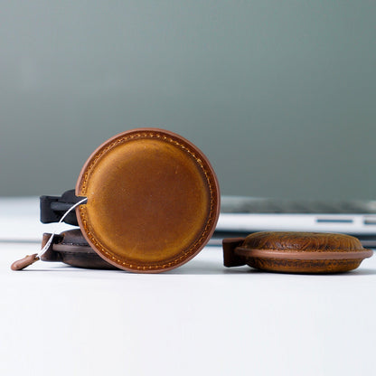 Crazy Horse leather handmade tape measure (solid color/engraved)