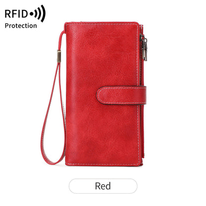 Ladies Leather Bag - Solid Color Clutch Bag