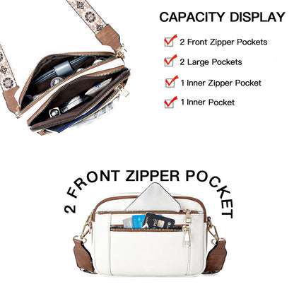 Women's Leather Bag - Color Matching Zipper Bag (12 optional)
