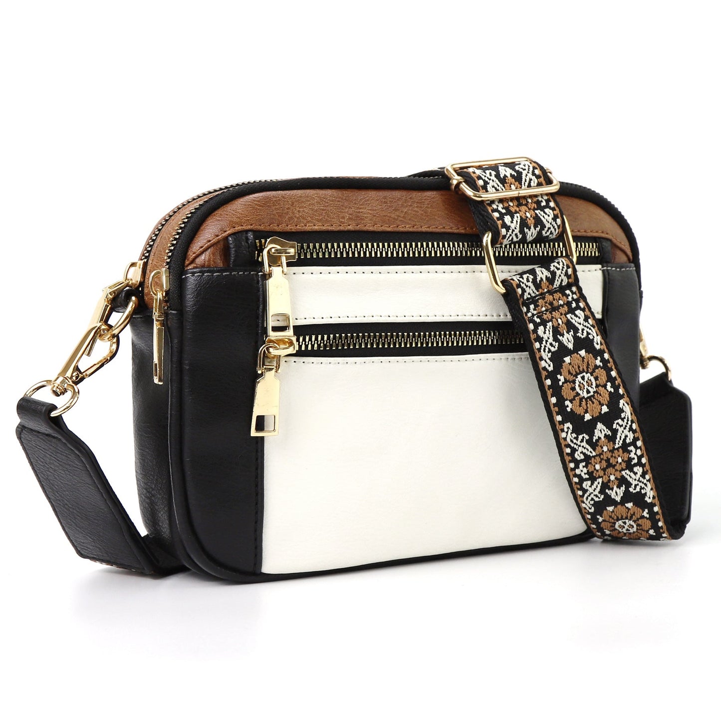 Women's Leather Bag - Color Matching Zipper Bag (12 optional)
