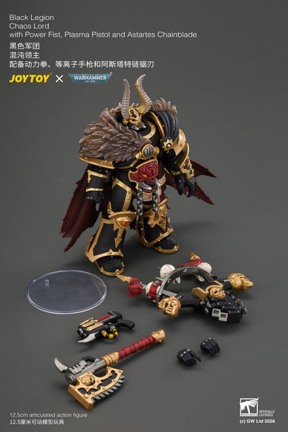 (10/11/2026) Black Legion Chaos Lord with Power Fist, Plasma Pistol and Astartes Chainblade - Warhammer 40K 1/18 Action Figure By JOYTOY
