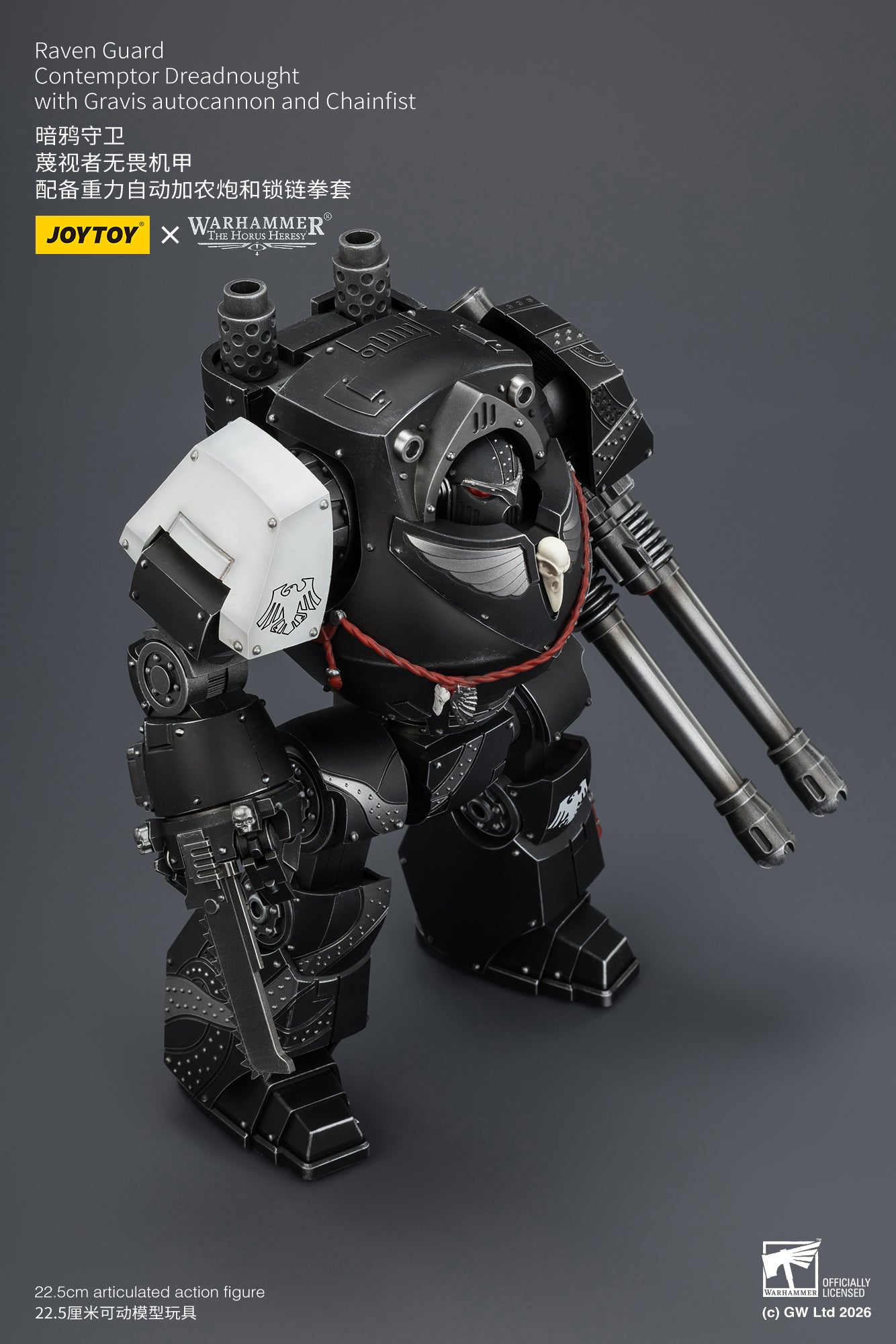 (CUTOFF MAY 1 ) Raven Guard  Contemptor Dreadnought with Gravis autocannon and Chainfist - Warhammer "The Horus Heresy" 1/18 Action Figure By JOYTOY