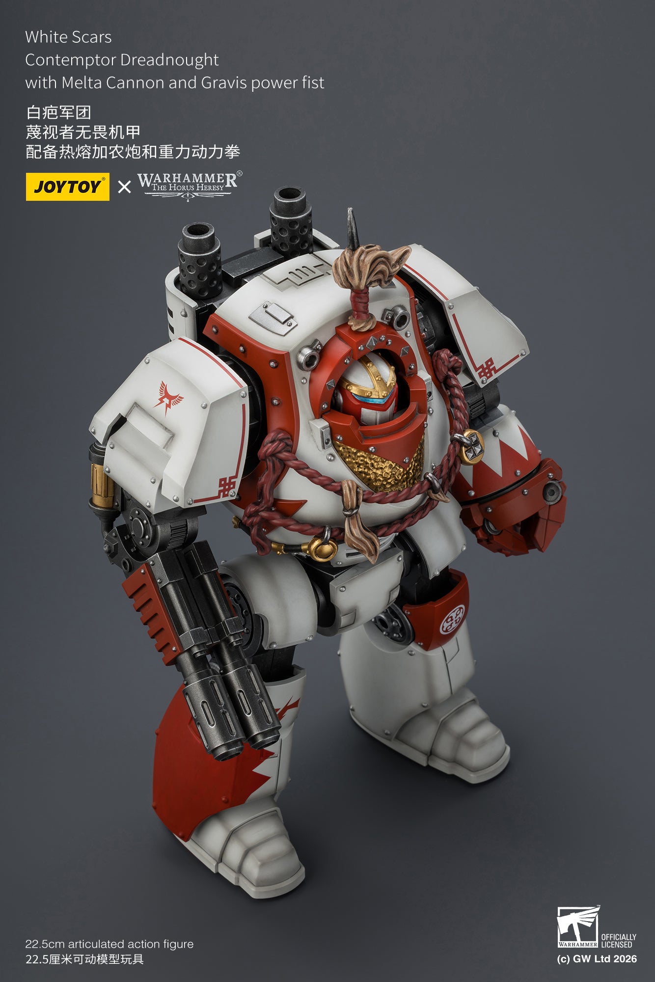 (20 MAR CUTOFF) White Scars Qin Xa & Hibou Khan &Contemptor Dreadnought-Warhammer 40k 1/18 Action Figure By JOYTOY