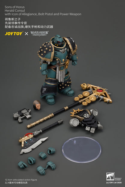 (29/10/2026) Sons of Horus Herald Consul with Icon of Allegiance, Bolt Pistol and Power Weapon - "The Horus (29/10/2026) Heresy" Warhammer 1/18 Action Figure By JOYTOY