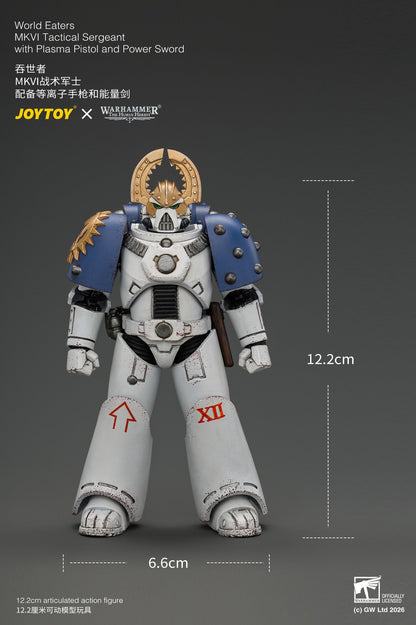 (18/9) World Eaters MKVI Tactical Sergeant with Plasma Pistol and Power Sword - Warhammer "The Horus Heresy" 1/18 Action Figure By JOYTOY