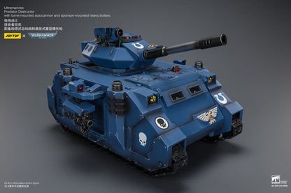 (20/5 CUTOFF) Ultramarines Predator Destructor with turret-mounted autocannon and sponson-mounted heavy bolters  - Warhammer 40K 1/18 Action Figure By JOYTOY