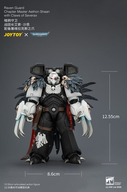 (25/7) Raven Guard Chapter Master Aethon Shaan with Claws of Severax and Heavy Bolt Pistol - Warhammer 40k 1/18 Action Figure By JOYTOY